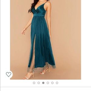 Turquoise tulle and satin dress